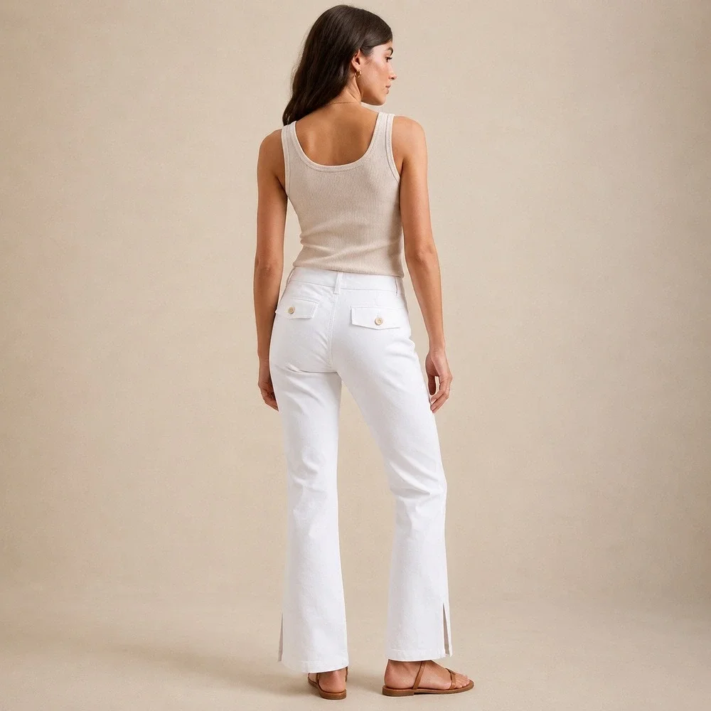 Banana Republic Martin Fit White Side Slit Pants Sz 10 Short NWT